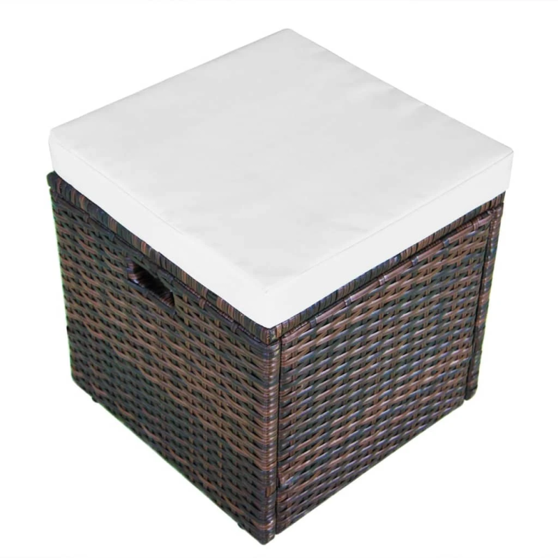 vidaXL 4-daļīgs dārza atpūtas mēbeļu komplekts ar matračiem, PE, brūns