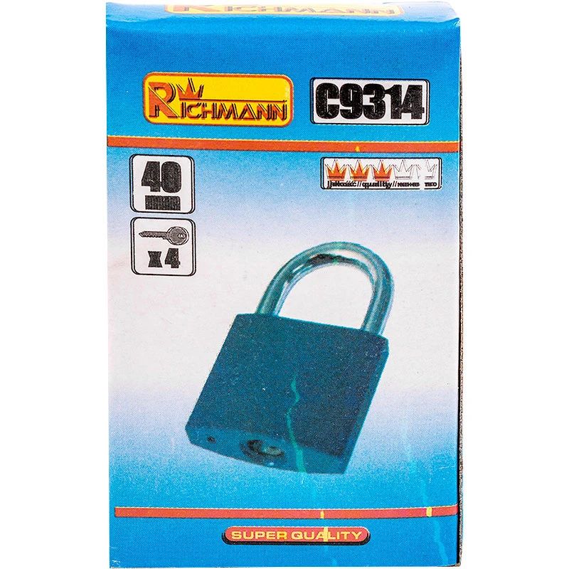 Tērauda piekaramā atslēga 40 mm zila