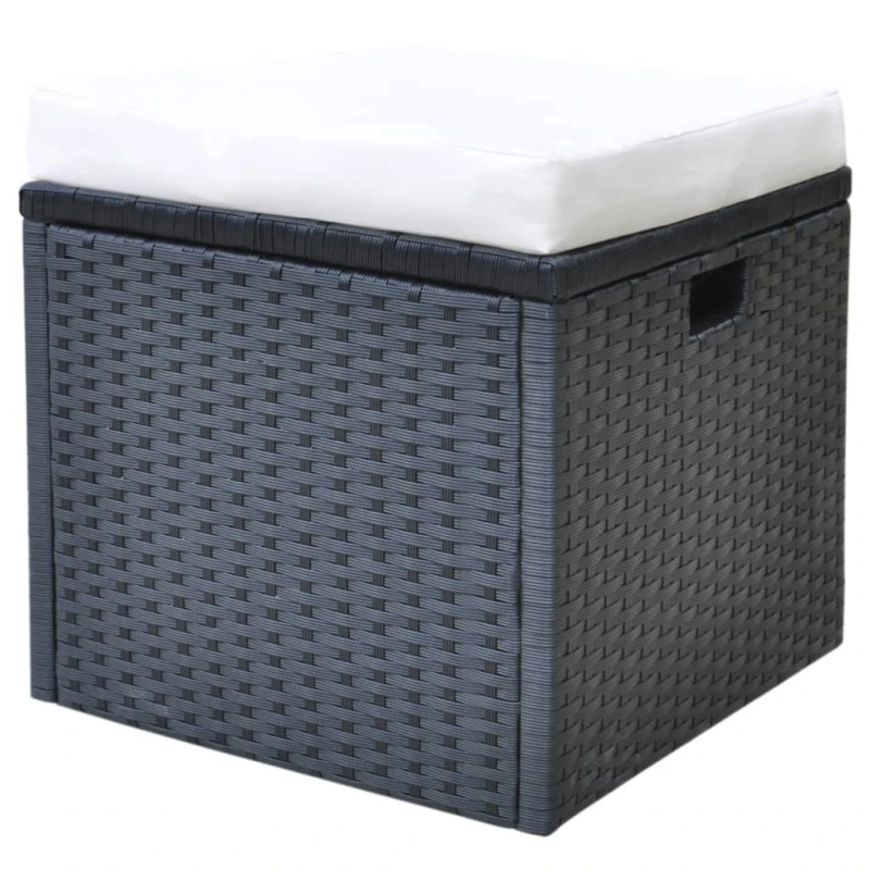 vidaXL 6-daļīgs dārza mēbeļu komplekts ar matračiem, PE pinums, melns