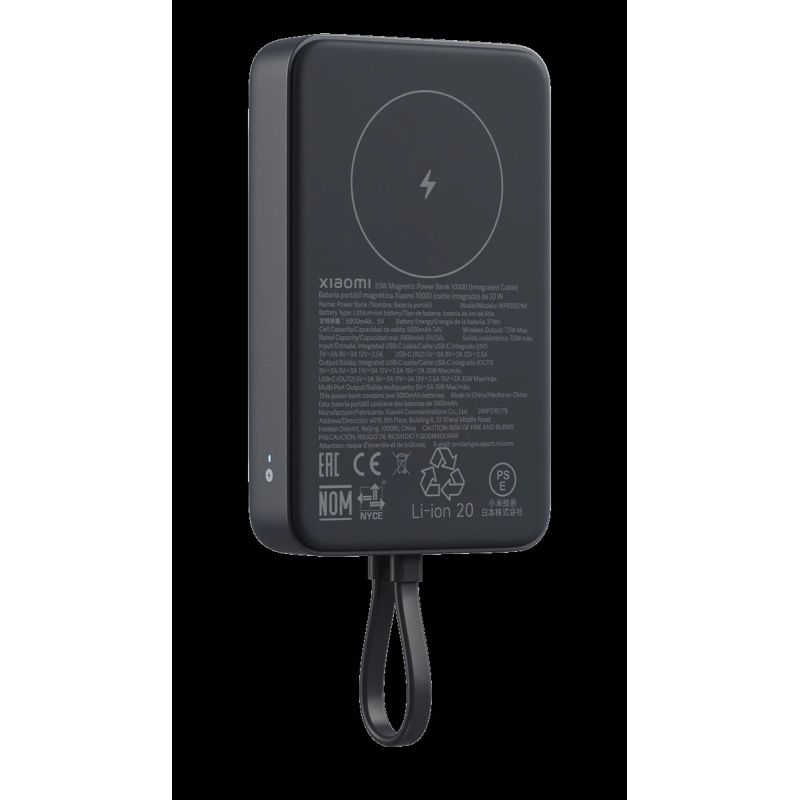 Xiaomi 33W Magnetic Power Bank 10000mAh ,Integrated Cable,, Gray