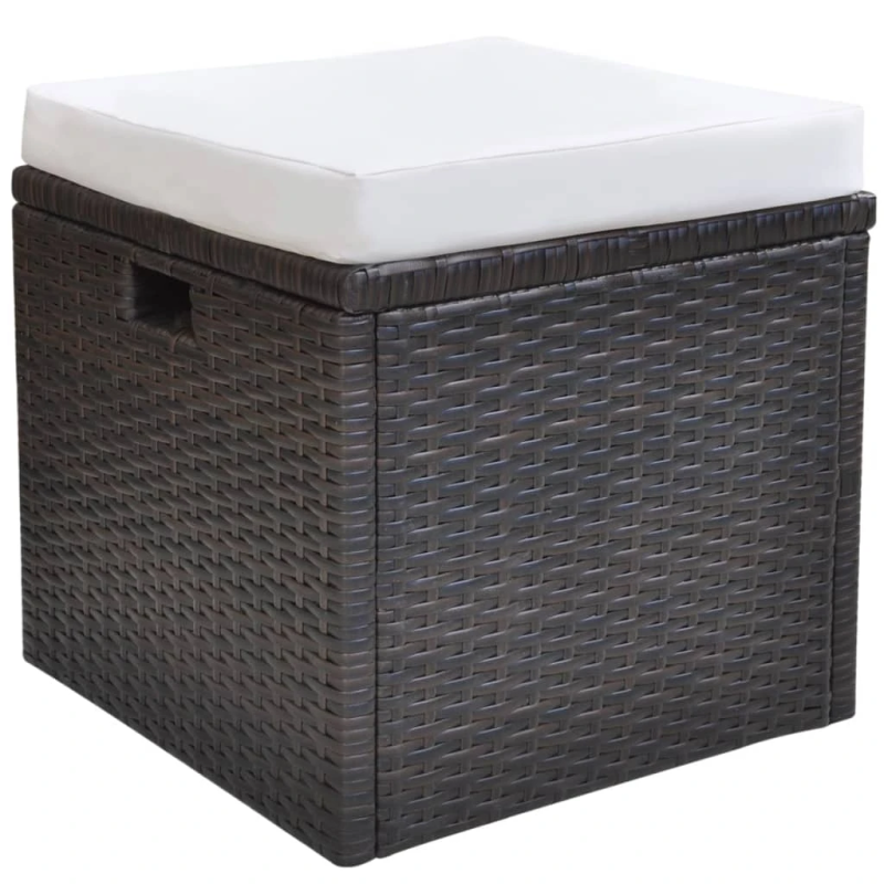 vidaXL 6-daļīgs dārza mēbeļu komplekts ar matračiem, PE pinums, brūns