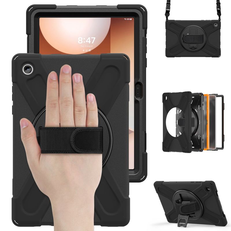 JM Rugged Case Grip for Samsung Galaxy Tab A11+ with a strap Black