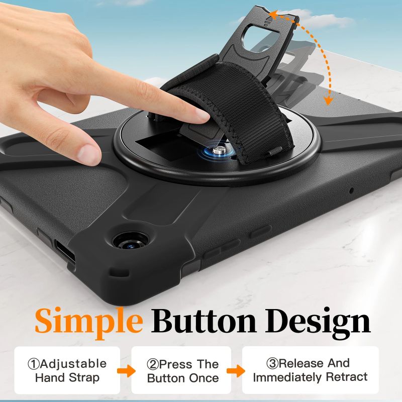 JM Rugged Case Grip for Samsung Galaxy Tab A11+ with a strap Black