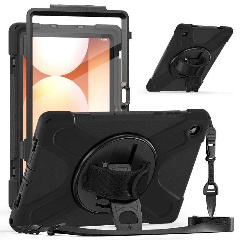 JM Rugged Case Grip for Samsung Galaxy Tab A11+ with a strap Black