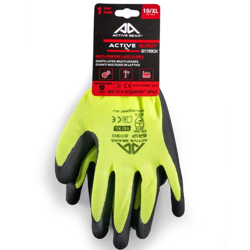 Latex coated gloves Active Grip, 8-M, ACTIVE GEAR