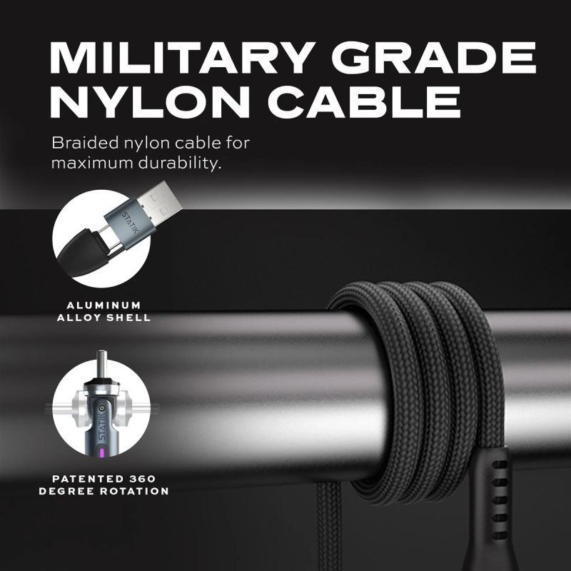 STATIK Statik 360 Pro, Universal Magnetic Charging Cable, 1m, Black