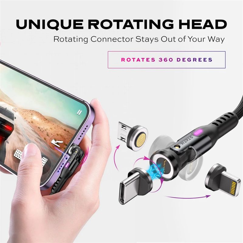 STATIK Statik 360 Pro, Universal Magnetic Charging Cable, 1m, Black