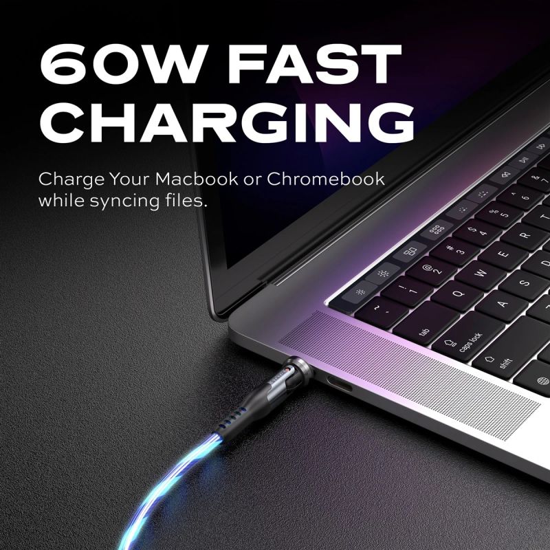 STATIK PowerPivot Pro, Glowing LED Cabel, USB-C to USB-C, 2m, Black