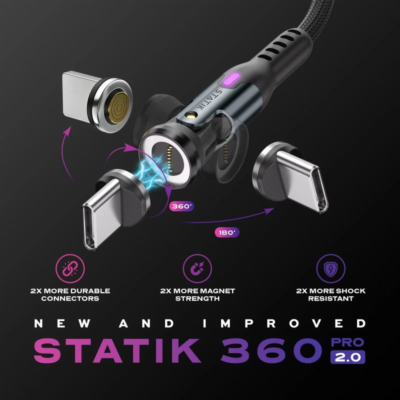 STATIK Statik 360 Pro Cable 2.0 USB-C Only, 1m, Black