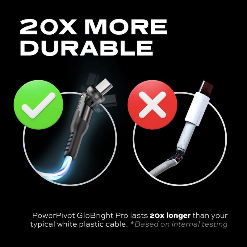 STATIK PowerPivot Pro, Glowing LED Cabel, USB-C to USB-C, 1m, Black