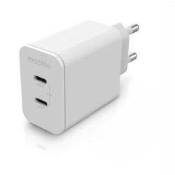 mophie Wall Adapter USB-C PD DUAL 45W GAN EU,2xUSBC, White
