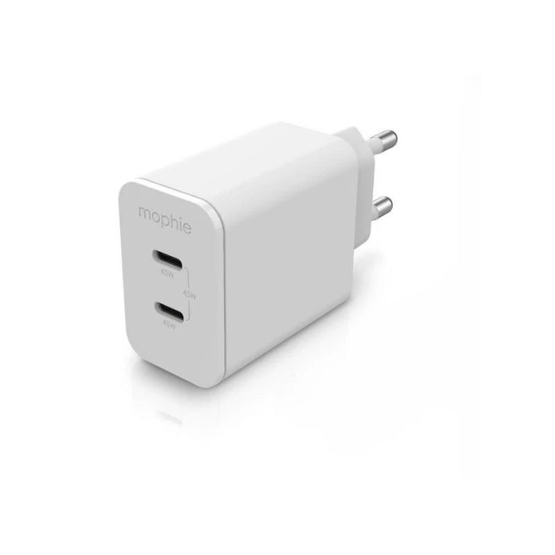 mophie Wall Adapter USB-C PD DUAL 45W GAN EU,2xUSBC, White