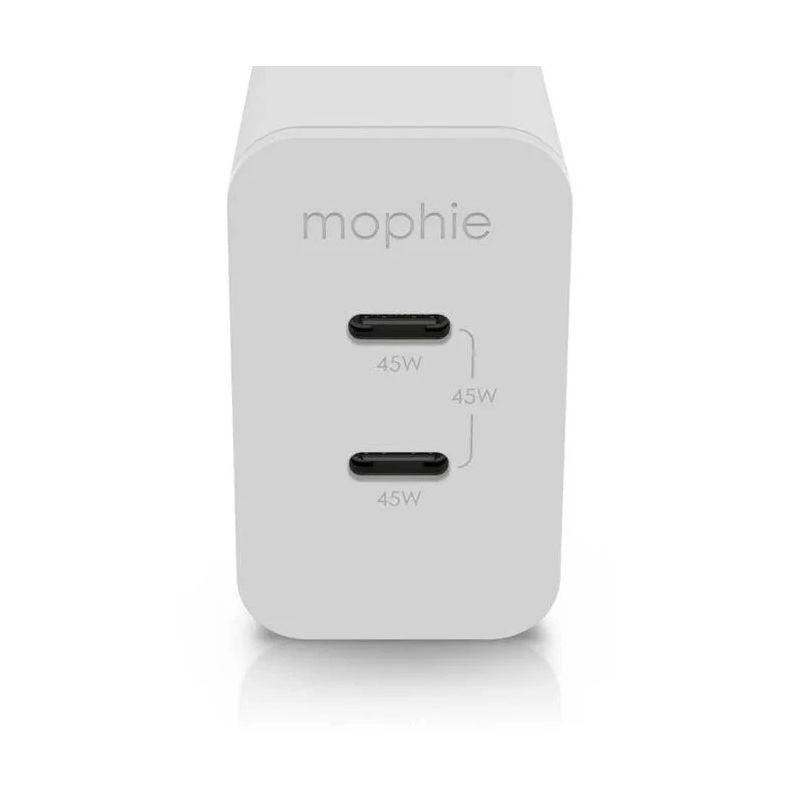 mophie Wall Adapter USB-C PD DUAL 45W GAN EU,2xUSBC, White