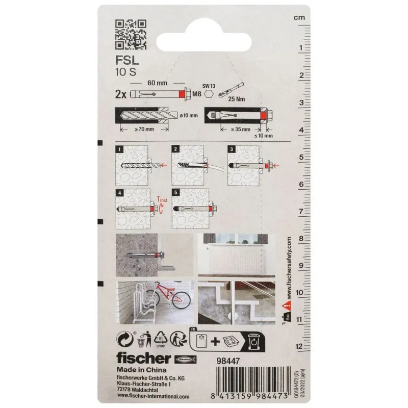 Fischer ankeris su varžtu FSL 10 S 2vnt.