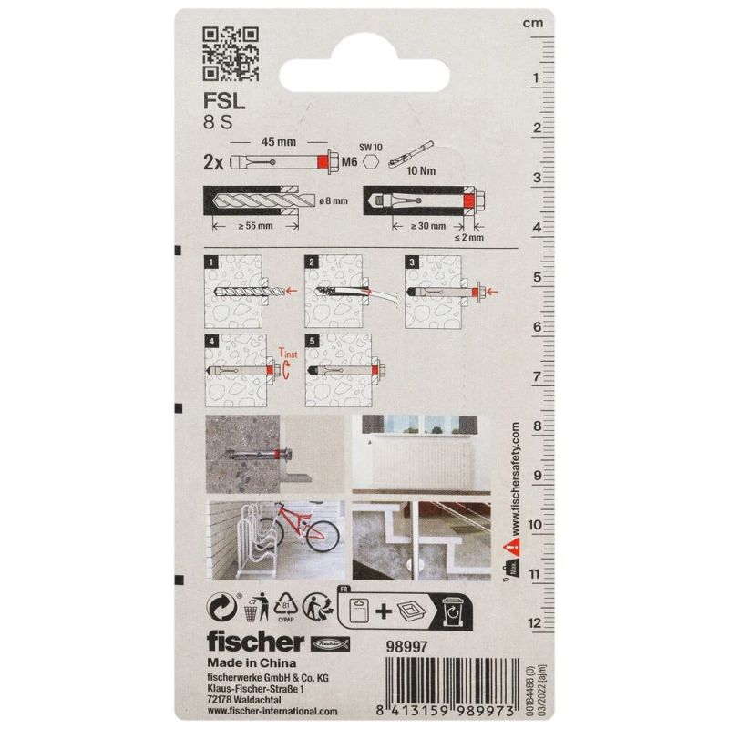 Fišera enkurs ar skrūvi FSL 8 S 2 gab.