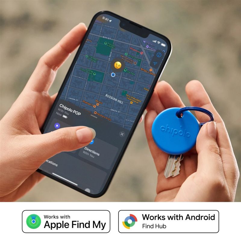 Chipolo POP – Bluetooth Tracker with Replaceable Battery for iOS & Android, Blue