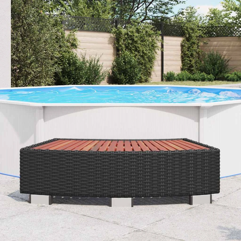 vidaXL spa pakāpiens, 92x45x25 cm, melns PE rotangpalmas pinums