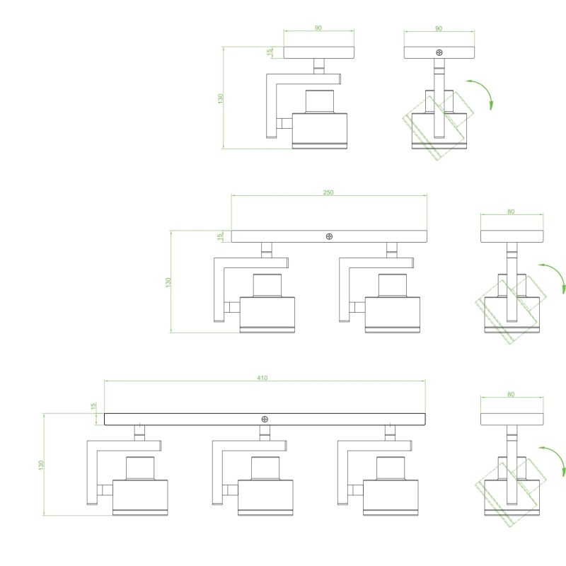 Valgusti kohtvalgusti Domoletti Gu10162C GU10162C-2B, GU10, 2 x 42 W