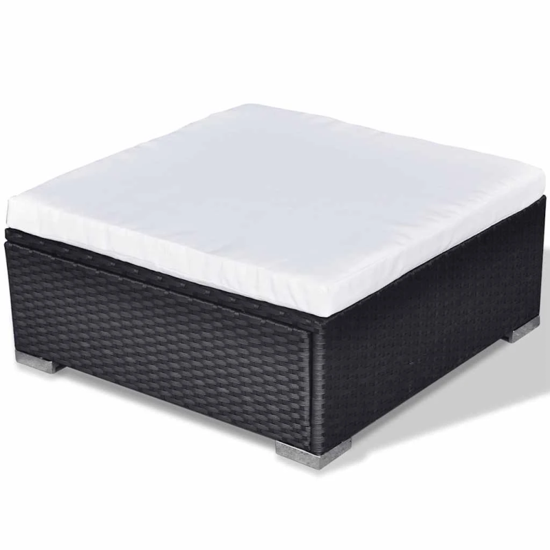 vidaXL 6-daļīgs dārza atpūtas mēbeļu komplekts ar matračiem, PE, melns