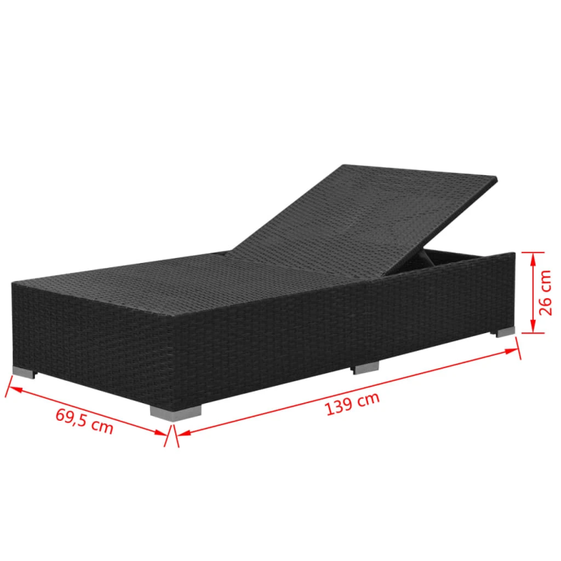 vidaXL 3-daļīgs dārza atpūtas mēbeļu komplekts ar matračiem, PE, melns