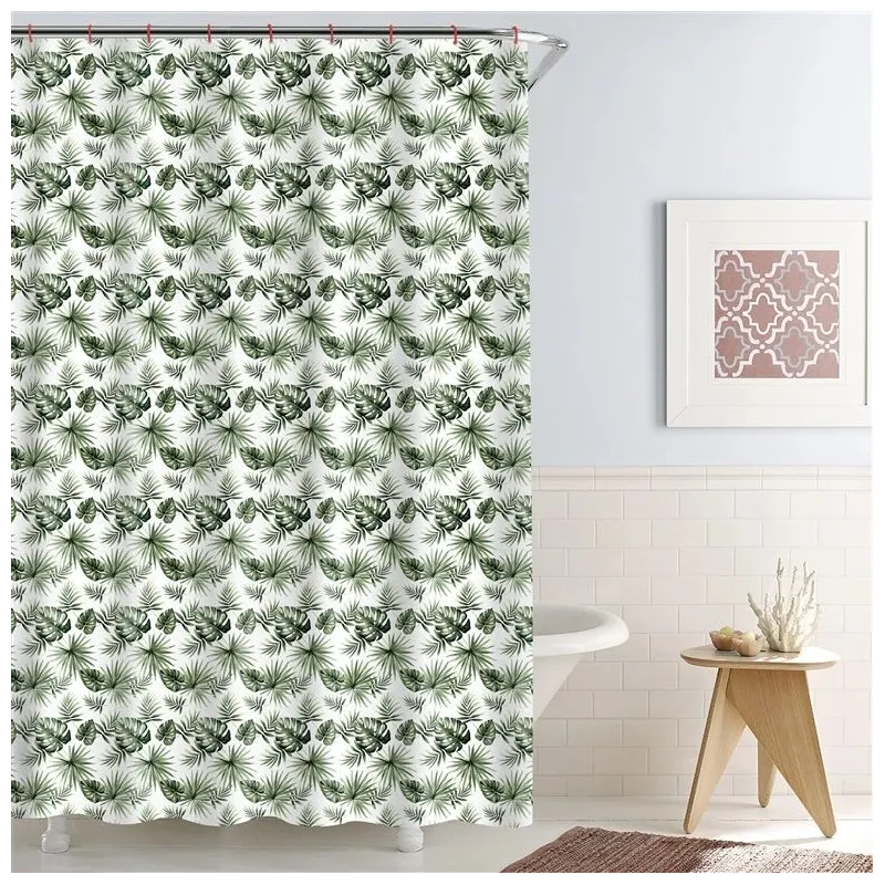 Dušas aizkars Domoletti 182307H, balta krās.-zaļa krās., 180 cm x 180 cm