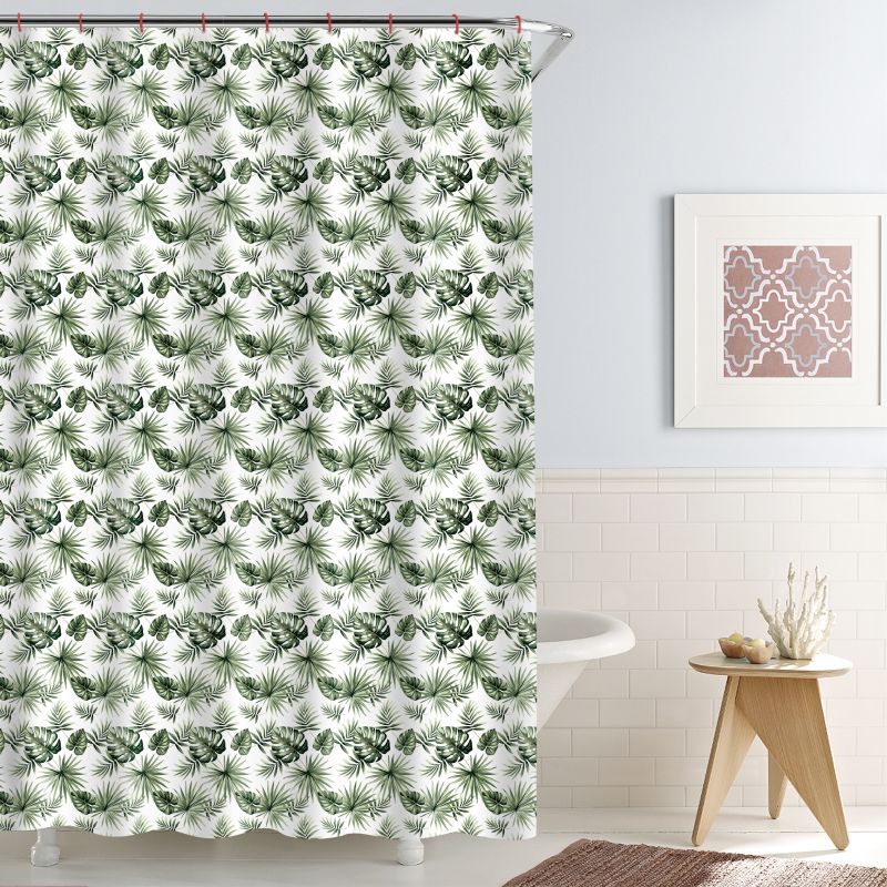 Dušas aizkars Domoletti 182307H, balta krās.-zaļa krās., 180 cm x 180 cm