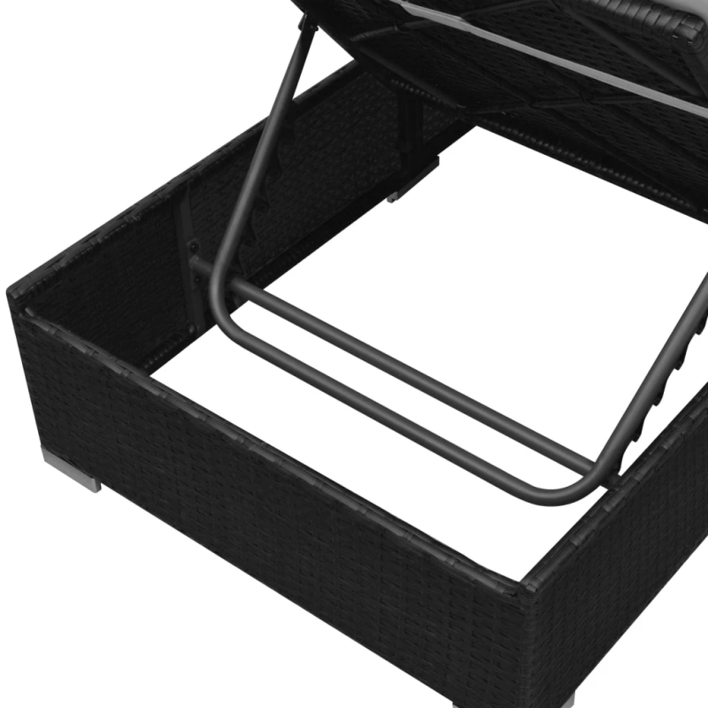vidaXL 3-daļīgs dārza atpūtas mēbeļu komplekts ar matračiem, PE, melns