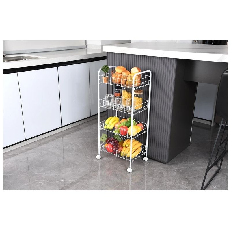 Plaukts ar riteņiem Domoletti, balta, 35.5 cm x 25.5 cm x 84.5 cm