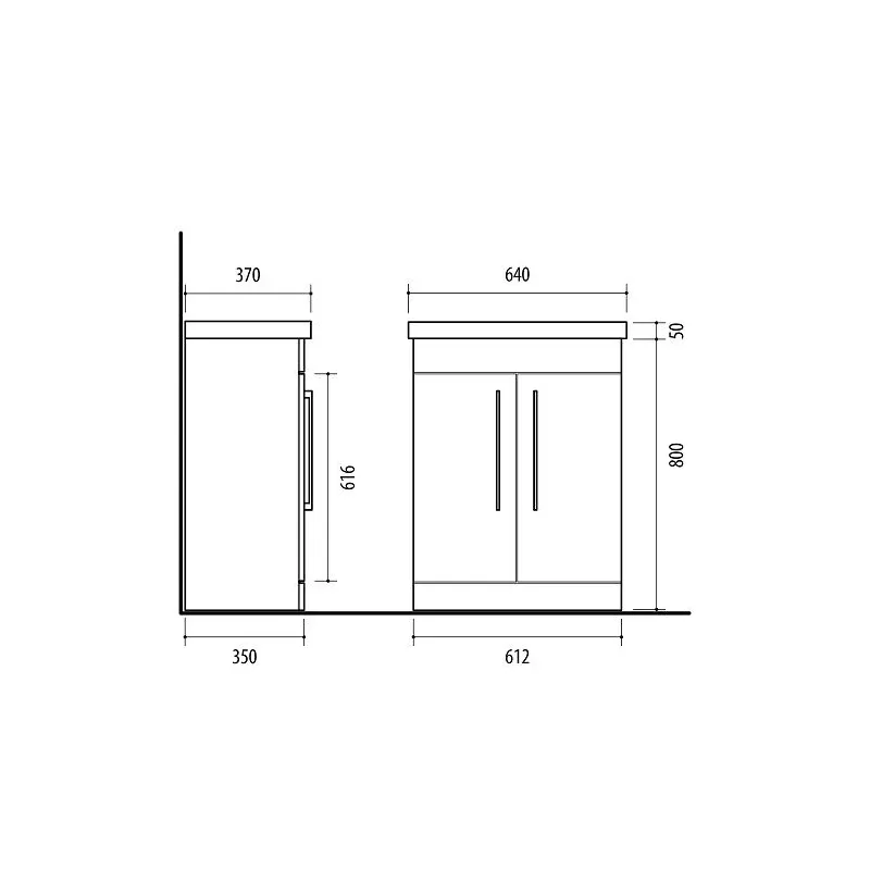 Vannas istabas skapis zem izlietnes Domoletti SA63-3, pelēka krās., 35 cm x 62 cm x 80 cm