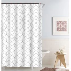Dušas aizkars Domoletti 182545H, balta krās.-melna krās., 180 cm x 180 cm