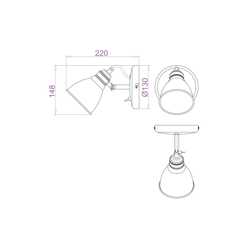 Светильник направляющий Domoletti Sienna R5016001-1R, E14, 1 x 40 Вт