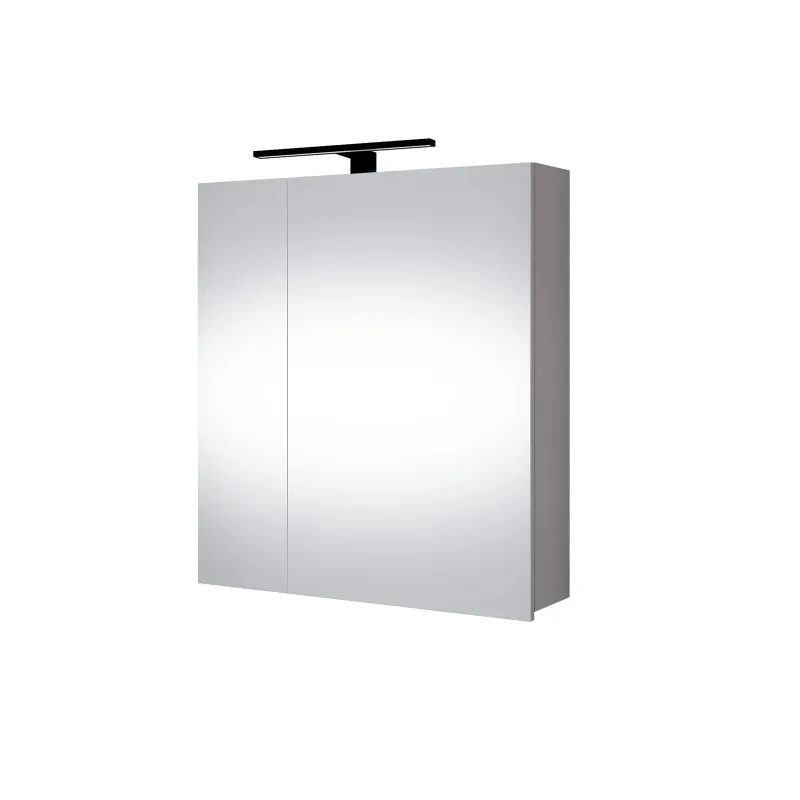 Подвесной шкафчик для ванной с зеркалом Domoletti SV61-3, серый цв., 13.5 см x 60 см x 66 см