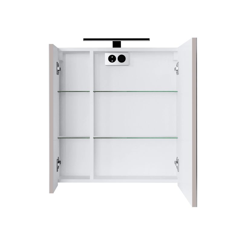 Подвесной шкафчик для ванной с зеркалом Domoletti SV61-3, серый цв., 13.5 см x 60 см x 66 см