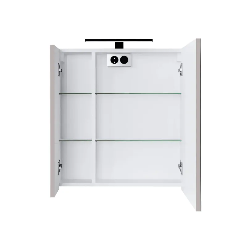 Подвесной шкафчик для ванной с зеркалом Domoletti SV61-3, серый цв., 13.5 см x 60 см x 66 см