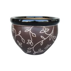 Puķu pods Domoletti IP13-054 D30 H21, keramika, brūna krās.-balta krās.-melna krās.