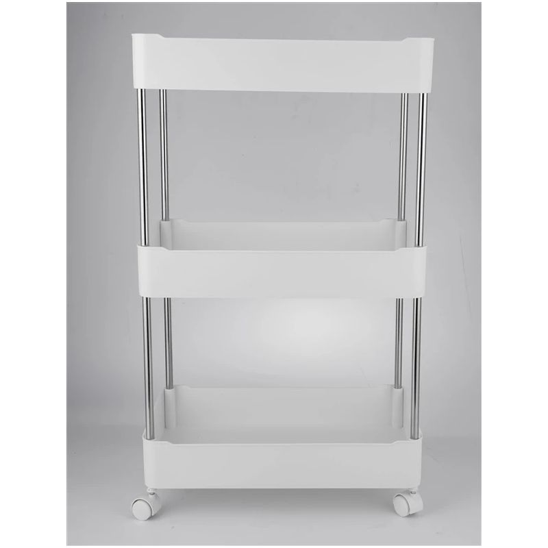 Plaukts ar riteņiem Domoletti, balta, 22 cm x 38 cm x 67.5 cm