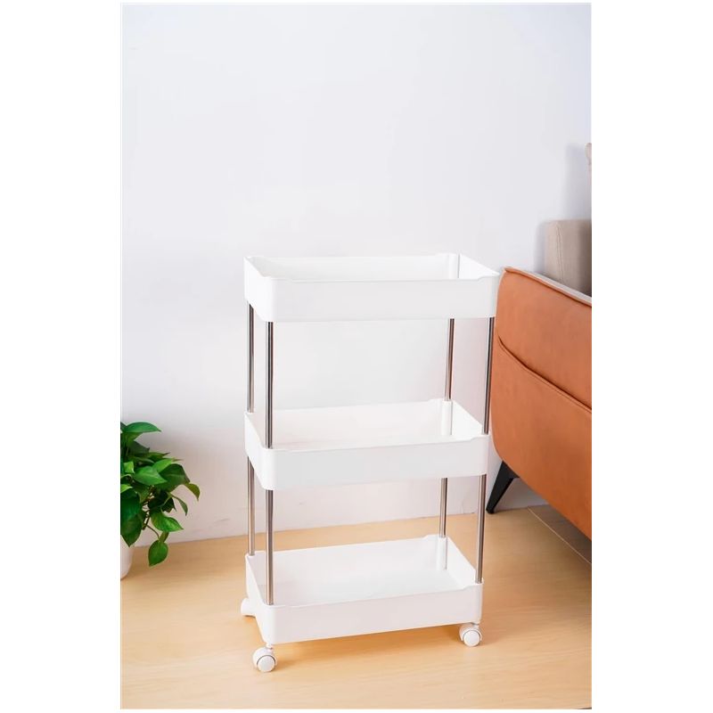 Plaukts ar riteņiem Domoletti, balta, 22 cm x 38 cm x 67.5 cm