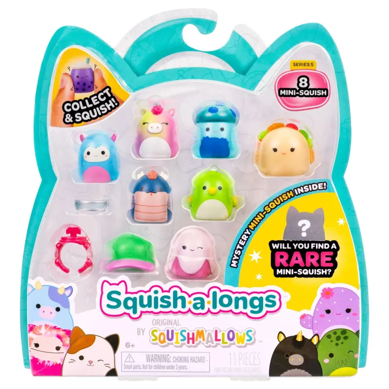 SQUISHMALLOWS SQUISH-A-LONGS figūriņas, 8 gab., 2,5 cm