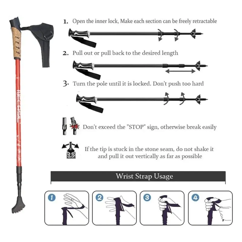 Teleskopiskās nūjošanas nūjas NECASIL DW072105 Purpurs 62 - 135 cm