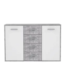 Kumode Domoletti Antuza NTU231-C251, balta krās.-pelēka krās., 80.1 cm x 34.2 cm x 122.6 cm