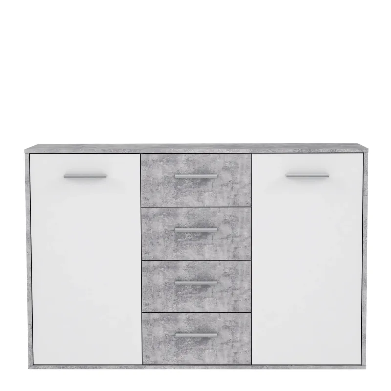 Kumode Domoletti Antuza NTU231-C251, balta krās.-pelēka krās., 80.1 cm x 34.2 cm x 122.6 cm