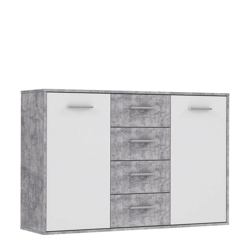 Kumode Domoletti Antuza NTU231-C251, balta krās.-pelēka krās., 80.1 cm x 34.2 cm x 122.6 cm