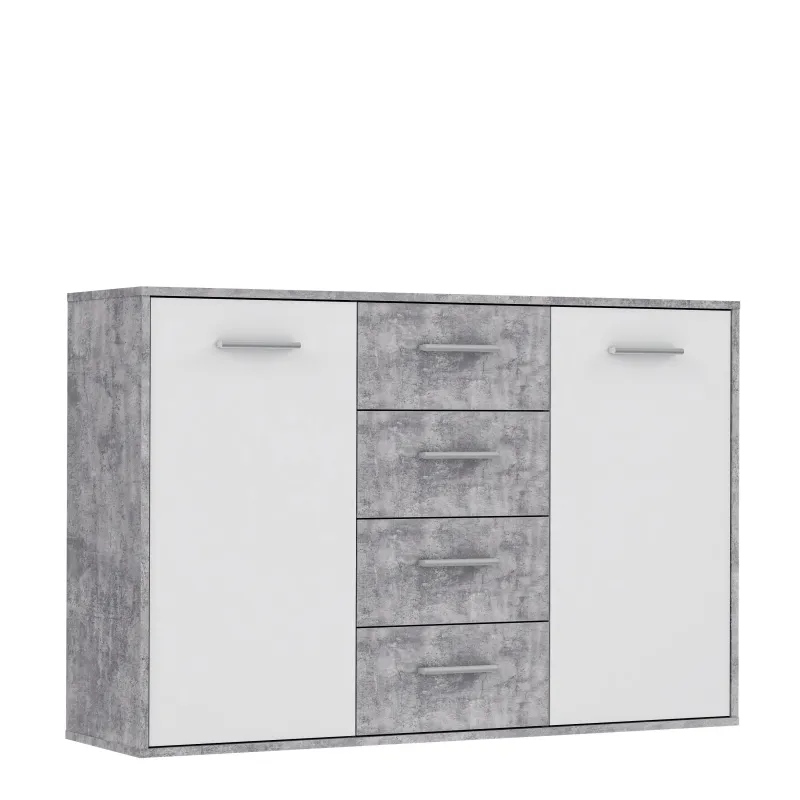 Kumode Domoletti Antuza NTU231-C251, balta krās.-pelēka krās., 80.1 cm x 34.2 cm x 122.6 cm