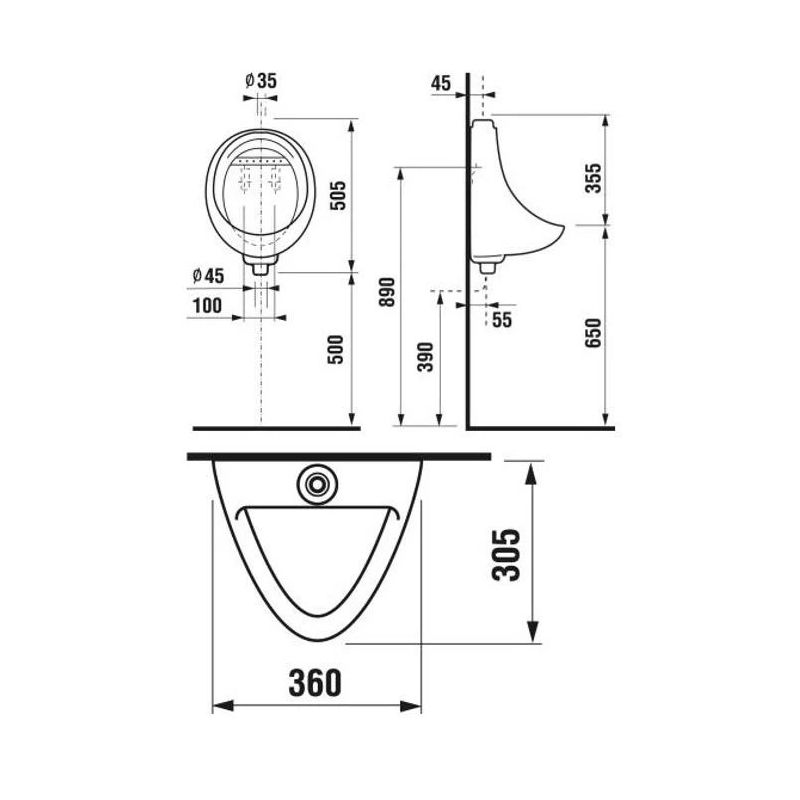 Pisuārs + sifons korint 44100 balts