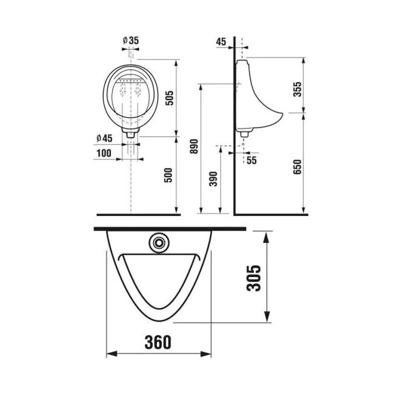 Pisuārs + sifons korint 44100 balts