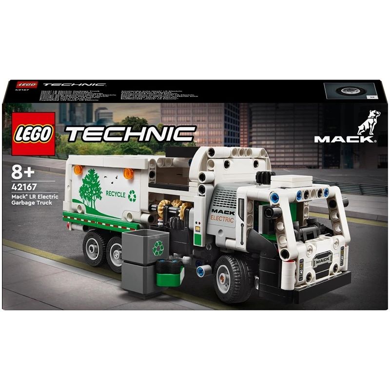 Konstruktors LEGO Mack LR Electric atkritumu izvešanas auto