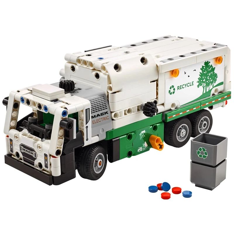 Konstruktors LEGO Mack LR Electric atkritumu izvešanas auto