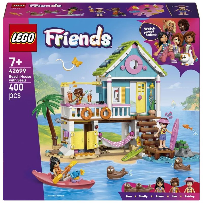 Constr lego beach house with seals 42699