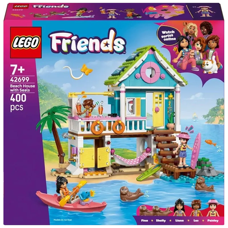Constr lego beach house with seals 42699