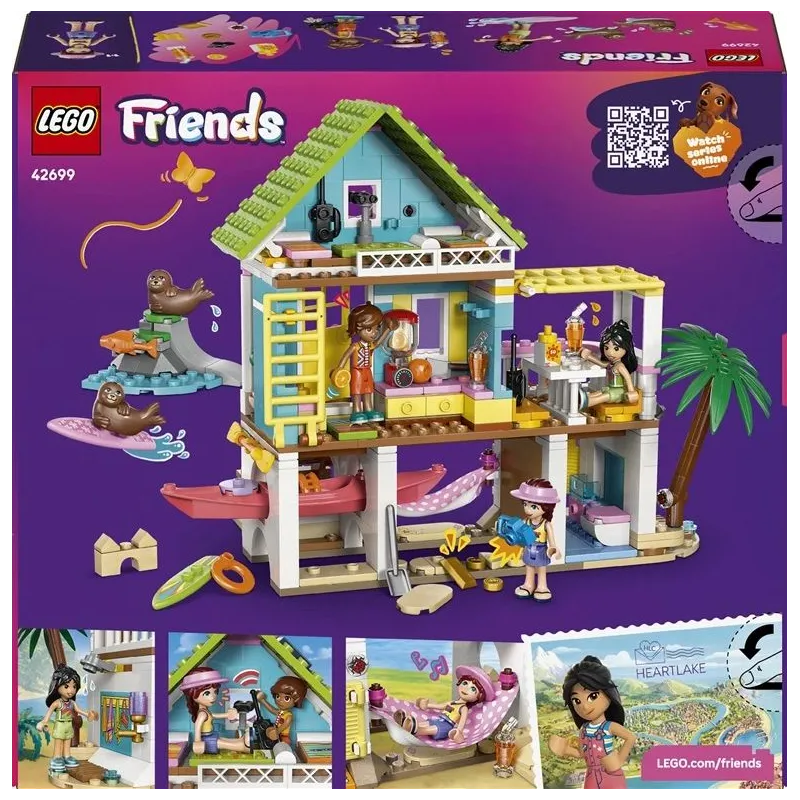 Constr lego beach house with seals 42699